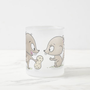 Taza De Cristal Esmerilado Ilustracion personalizado de ardillas graciosas