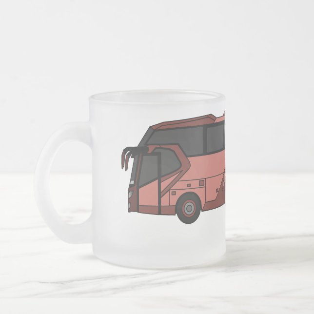 Taza De Cristal Esmerilado Ilustracion personalizado de autobús (Izquierda)