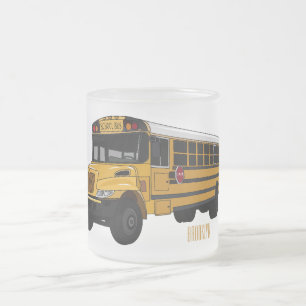 Taza De Cristal Esmerilado Ilustracion personalizado de autobús escolar