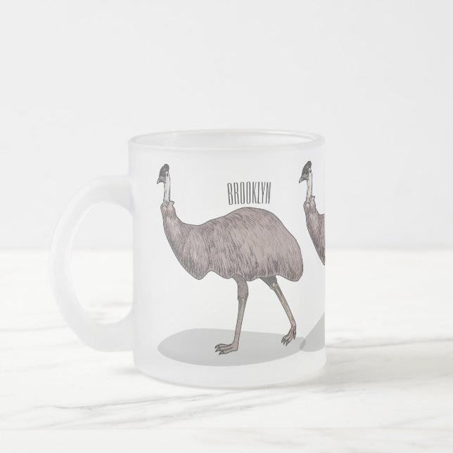 Taza De Cristal Esmerilado Ilustracion personalizado de aves de la Uem (Izquierda)
