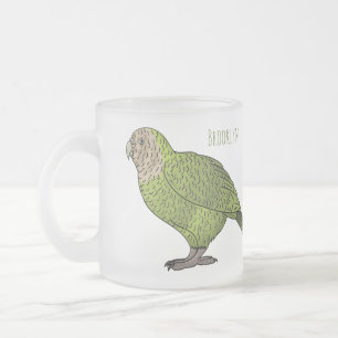 Taza De Cristal Esmerilado Ilustracion personalizado de aves Kakapo