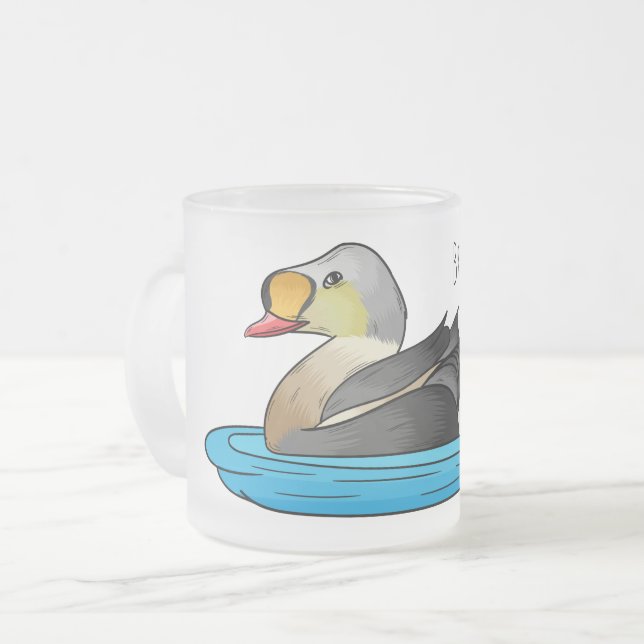 Taza De Cristal Esmerilado Ilustracion personalizado de aves King eider (Anverso izquierdo)