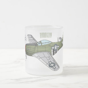 Taza De Cristal Esmerilado Ilustracion personalizado de avión militar