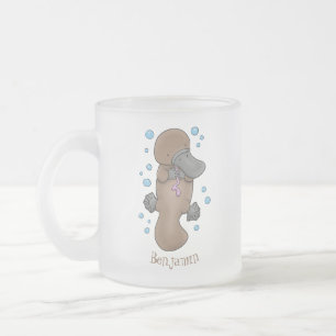 Taza De Cristal Esmerilado Ilustracion personalizado de bebé de plaquypus fel