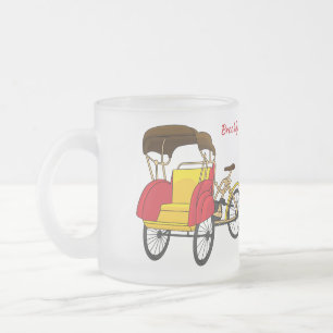 Taza De Cristal Esmerilado Ilustracion personalizado de bicitaxi