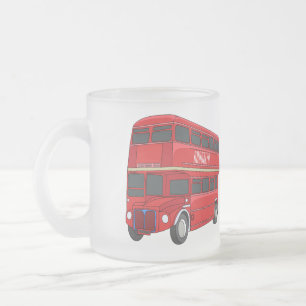 Taza De Cristal Esmerilado Ilustracion personalizado de bus de dos pisos