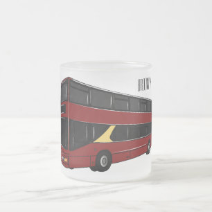 Taza De Cristal Esmerilado Ilustracion personalizado de bus de dos pisos