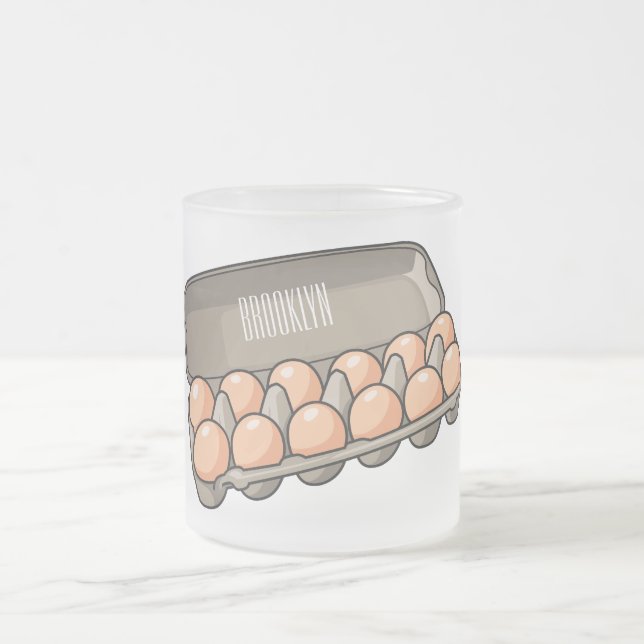 Taza De Cristal Esmerilado Ilustracion personalizado de cartón de huevo (Centro)