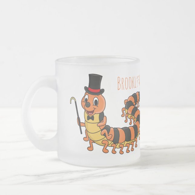 Taza De Cristal Esmerilado Ilustracion personalizado de centipede gracioso (Izquierda)