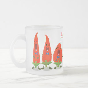 Taza De Cristal Esmerilado Ilustracion personalizado de chiles cantantes