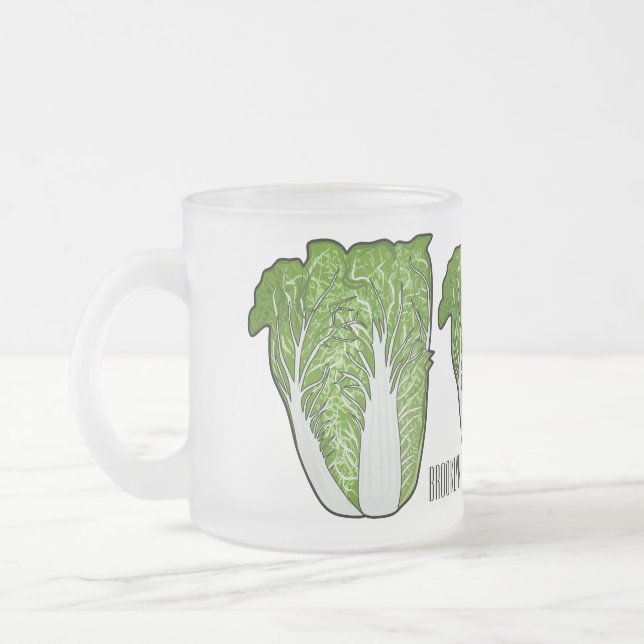 Taza De Cristal Esmerilado Ilustracion personalizado de col chino (Izquierda)