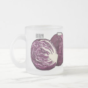 Taza De Cristal Esmerilado Ilustracion personalizado de col roja