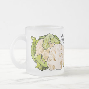 Taza De Cristal Esmerilado Ilustracion personalizado de coliflor