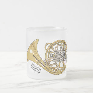 Taza De Cristal Esmerilado Ilustracion personalizado de cuerno francés