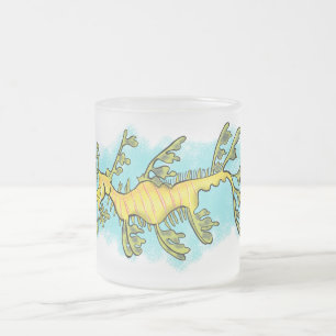 Taza De Cristal Esmerilado Ilustracion personalizado de dragón marino diverti