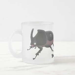 Taza De Cristal Esmerilado Ilustracion personalizado de escarabajo rinoceront