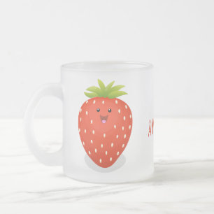 Taza De Cristal Esmerilado Ilustracion personalizado de fresa cute kawaii