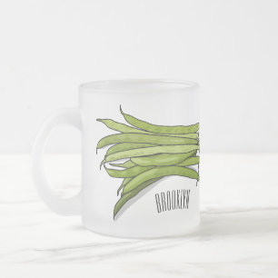 Taza De Cristal Esmerilado Ilustracion personalizado de frijol verde