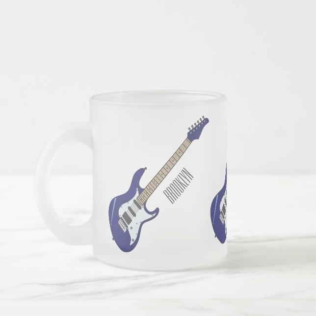 Taza De Cristal Esmerilado Ilustracion personalizado de guitarra eléctrica (Izquierda)