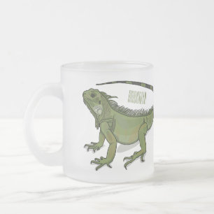 Taza De Cristal Esmerilado Ilustracion personalizado de Iguana