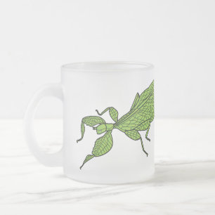 Taza De Cristal Esmerilado Ilustracion personalizado de insectos de hoja verd