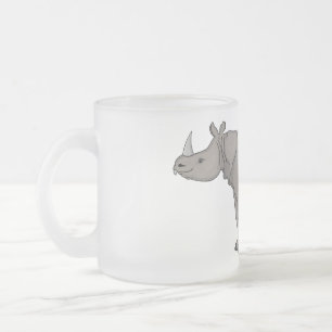 Taza De Cristal Esmerilado Ilustracion personalizado de Javan rhinoceros