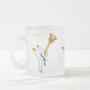 Taza De Cristal Esmerilado Ilustracion personalizado de Kung Fu giraffe