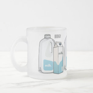Taza De Cristal Esmerilado Ilustracion personalizado de leche