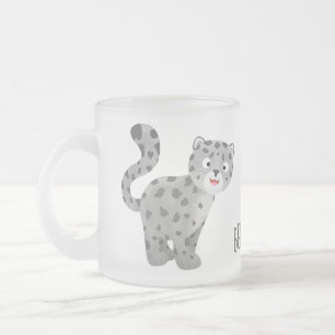 Taza De Cristal Esmerilado Ilustracion personalizado de leopardo de las nieve