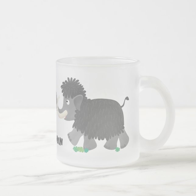 Taza De Cristal Esmerilado Ilustracion personalizado de mamut torpe (Derecha)