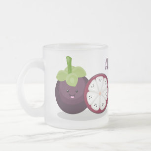 Taza De Cristal Esmerilado Ilustracion personalizado de mangostino morado