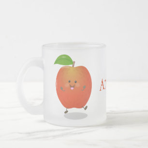 Taza De Cristal Esmerilado Ilustracion personalizado de manzana bailando a la