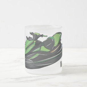 Taza De Cristal Esmerilado Ilustracion personalizado de moto acuática