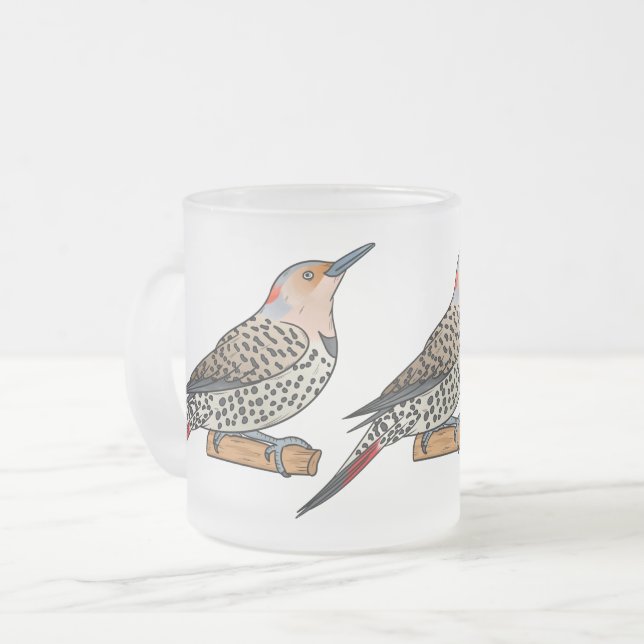 Taza De Cristal Esmerilado Ilustracion personalizado de pájaro parpadeante de (Anverso izquierdo)