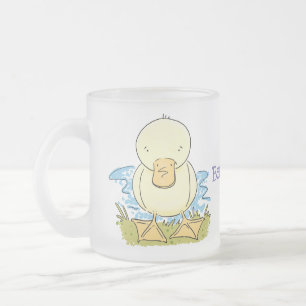 Taza De Cristal Esmerilado Ilustracion personalizado de pato amarillo