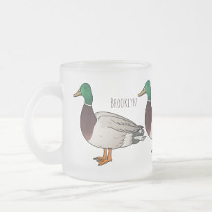 Taza De Cristal Esmerilado Ilustracion personalizado de pato mallard