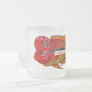 Taza De Cristal Esmerilado Ilustracion personalizado de peces cíclicos de cue