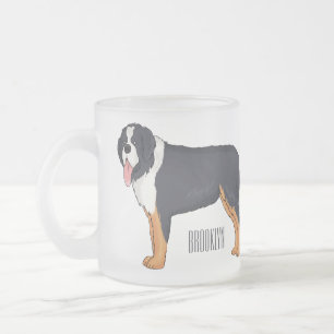 Taza De Cristal Esmerilado Ilustracion personalizado de perro de montaña de B