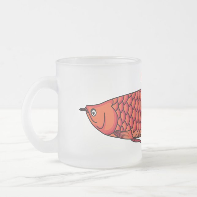Taza De Cristal Esmerilado Ilustracion personalizado de pescado de Arowana Ro (Izquierda)