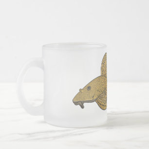 Taza De Cristal Esmerilado Ilustracion personalizado de pescado Pleco