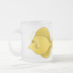 Taza De Cristal Esmerilado Ilustracion personalizado de pescado tango amarill