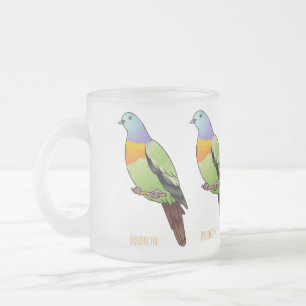 Taza De Cristal Esmerilado Ilustracion personalizado de pichón verde de cuell