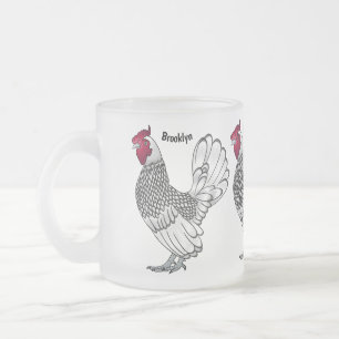 Taza De Cristal Esmerilado Ilustracion personalizado de pollo de Sebright