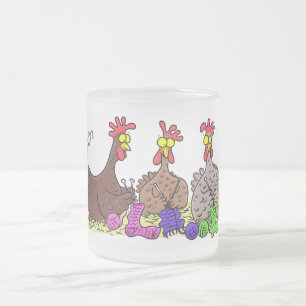 Taza De Cristal Esmerilado Ilustracion personalizado de pollos de punto diver