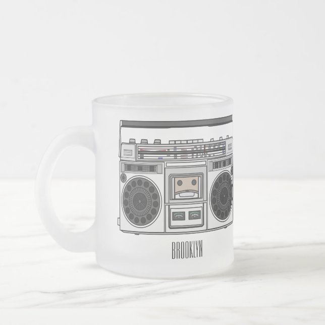 Taza De Cristal Esmerilado Ilustracion personalizado de radio (Izquierda)