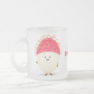 Taza De Cristal Esmerilado Ilustracion personalizado de rambután rosa suave