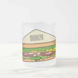 Taza De Cristal Esmerilado Ilustracion personalizado de sándwich