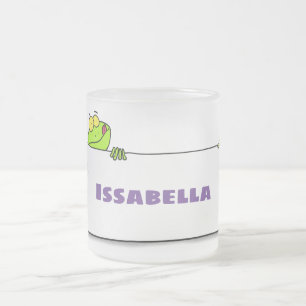 Taza De Cristal Esmerilado Ilustracion personalizado de señas de rana verde s