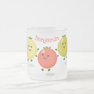 Taza De Cristal Esmerilado Ilustracion personalizado de tomates de cerezo
