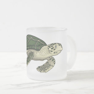 Taza De Cristal Esmerilado Ilustracion personalizado de tortugas marinas